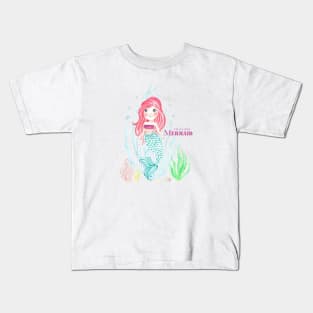 Pink hair mermaid smiling Kids T-Shirt